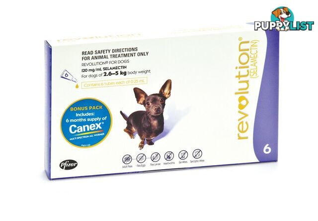 Revolution for Dogs (Purple) - 6 Pack + Canex Wormer - 1882068