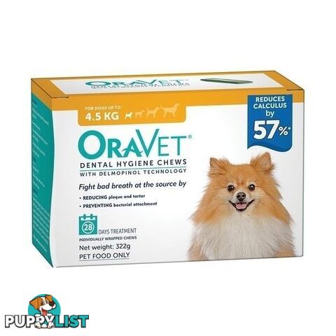 Oravet Dental Hygiene Chews - 28 Pack - 0 to 4.5kg - 2249889