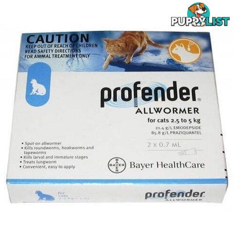 Profender Allwormer for Cats 2.5 to 5kg (Blue) - 2 Pack - 1891685