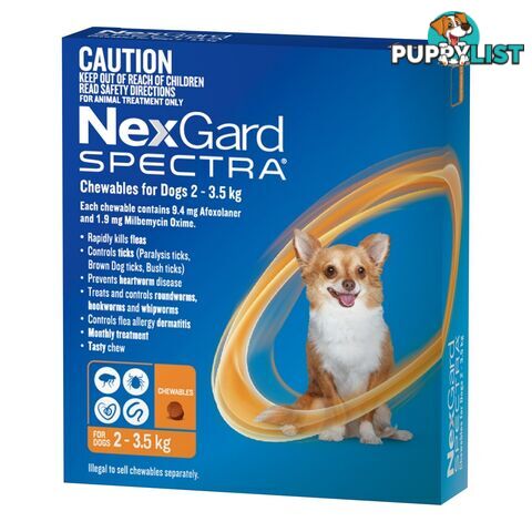 Nexgard Spectra For Dog's - 2-3.5Kg (Orange) - 6 Pack - 2307064