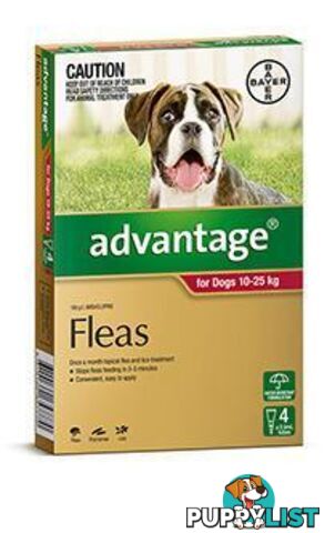 Advantage for Dogs 10kg - 25kg (Red) - 4 Pack - 1890236