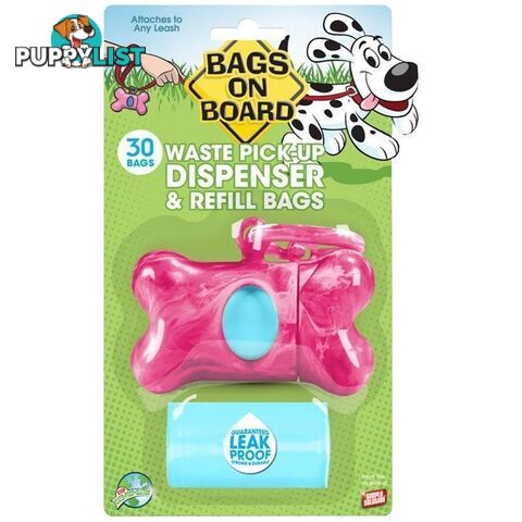 Bags on Board Bone Dispenser + 30 Bags Marble Pink - BOB40016