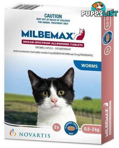 Milbemax for Cats 0.5kg to 2kg - 2 Pack - 1890877