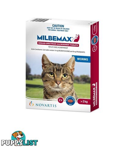 Milbemax for Cats 2kg to 8kg - 2 Pack - 1890893