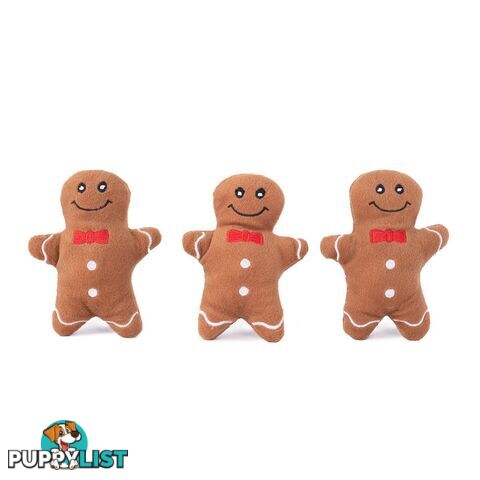 Zippy Paws Christmas Holiday Miniz 3-Pack - Gingerbread Men - ZP734