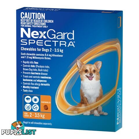 Nexgard Spectra For Dog's - 2-3.5Kg (Orange) - 1 Pack - 2306686