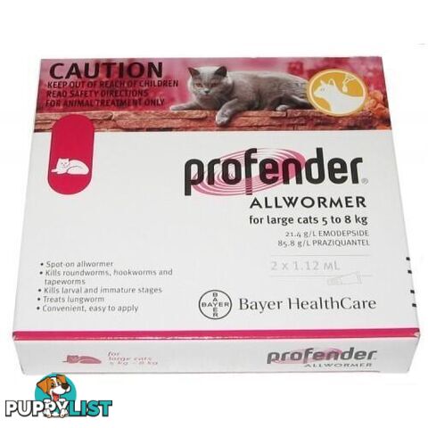 Profender Allwormer for Cats 5 to 8kg (Red) - 2 Pack - 1891693