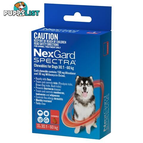 Nexgard Spectra For Dog's - 30.1-60Kg (Red) - 3 Pack - 2307057