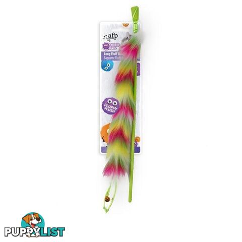 All For Paws Furry Ball Long Fluff Wand Green - AFP2811