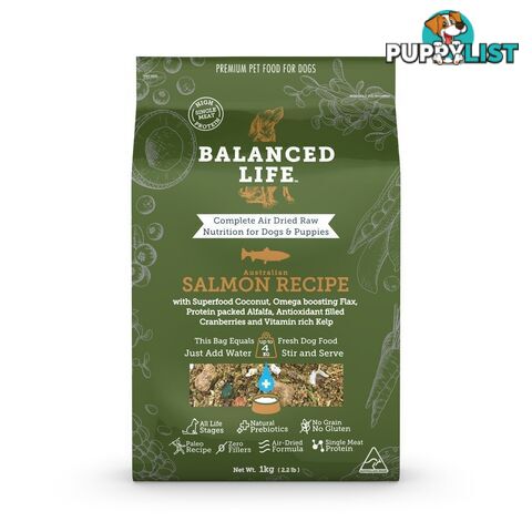 Balanced Life Salmon Air Dried Dog Food 1kg - BLSD1000