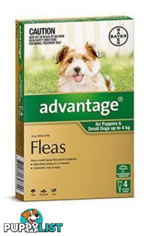 Advantage for Dogs 0-4kg (Green) - 4 Pack - 1890181