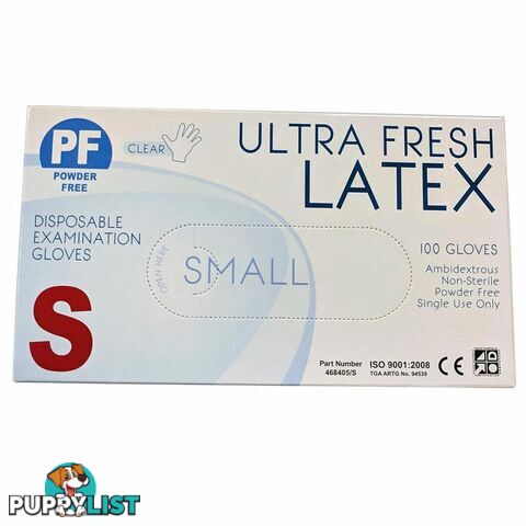 Ultra Fresh Latex Gloves White PF S - UFLATGSML