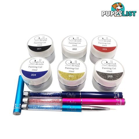 Painting Gel Kit 6 Gels + 3 Brush - GEPGK