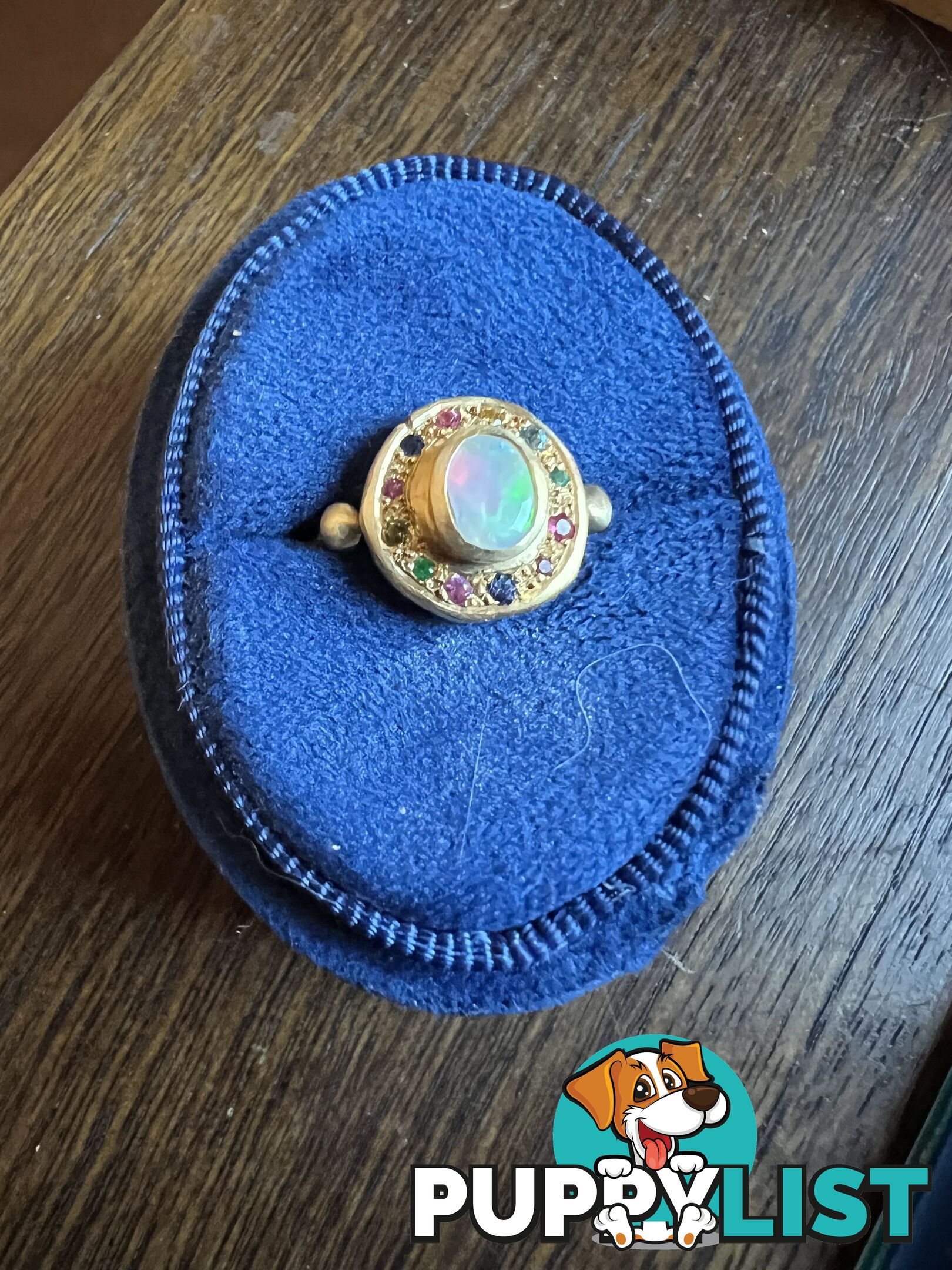 18ct yellow gold Opal and Sapphire Trove Ring - Size N