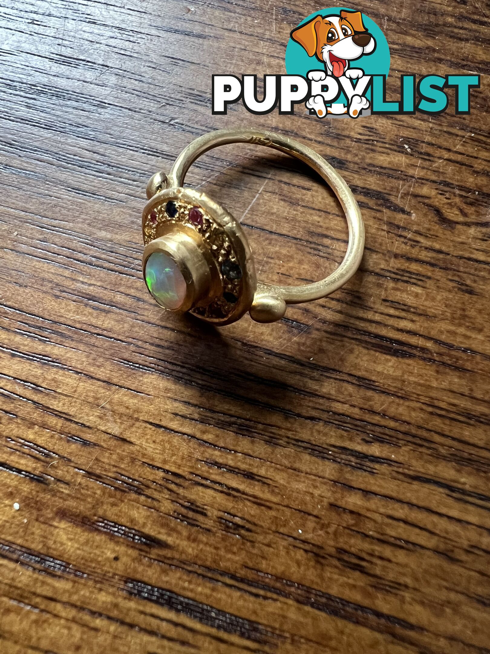 18ct yellow gold Opal and Sapphire Trove Ring - Size N