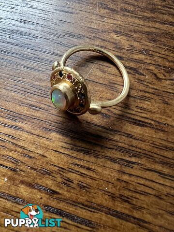 18ct yellow gold Opal and Sapphire Trove Ring - Size N