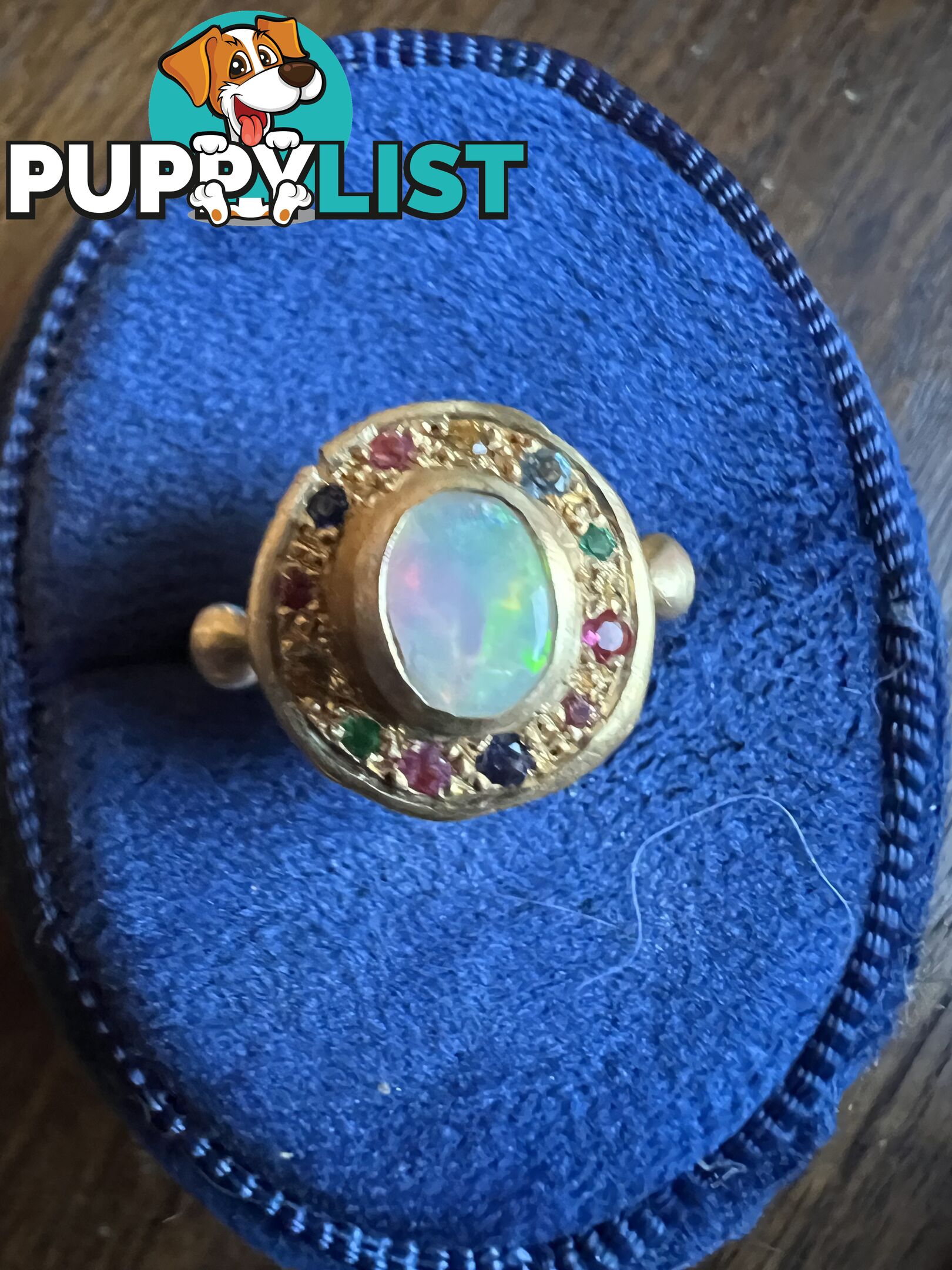 18ct yellow gold Opal and Sapphire Trove Ring - Size N