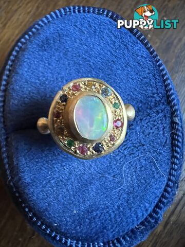 18ct yellow gold Opal and Sapphire Trove Ring - Size N