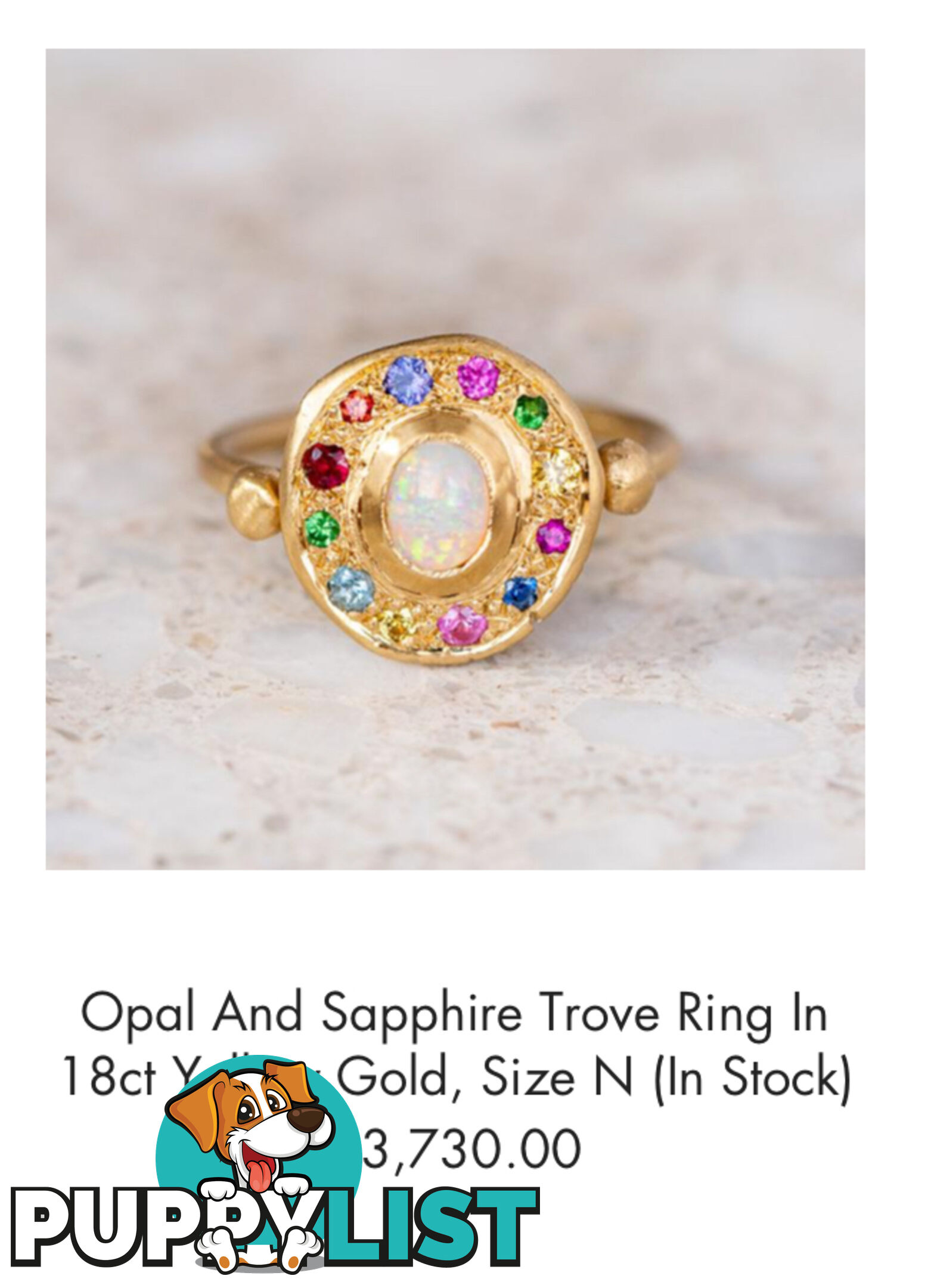 18ct yellow gold Opal and Sapphire Trove Ring - Size N