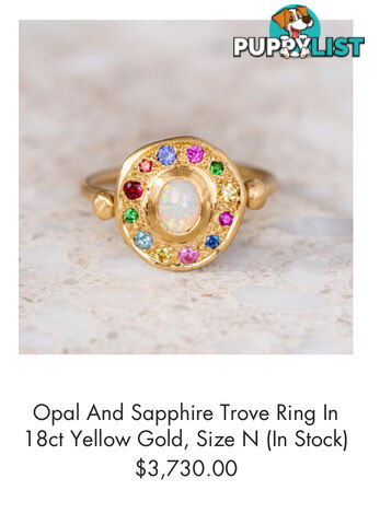 18ct yellow gold Opal and Sapphire Trove Ring - Size N