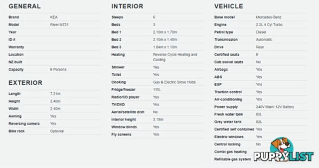2018 KEA RIVER M721 MOTORHOME 6 BERTH