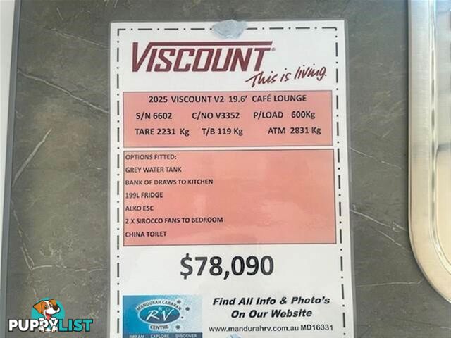 2025 VISCOUNT V2 CAFE LOUNGE CARAVAN