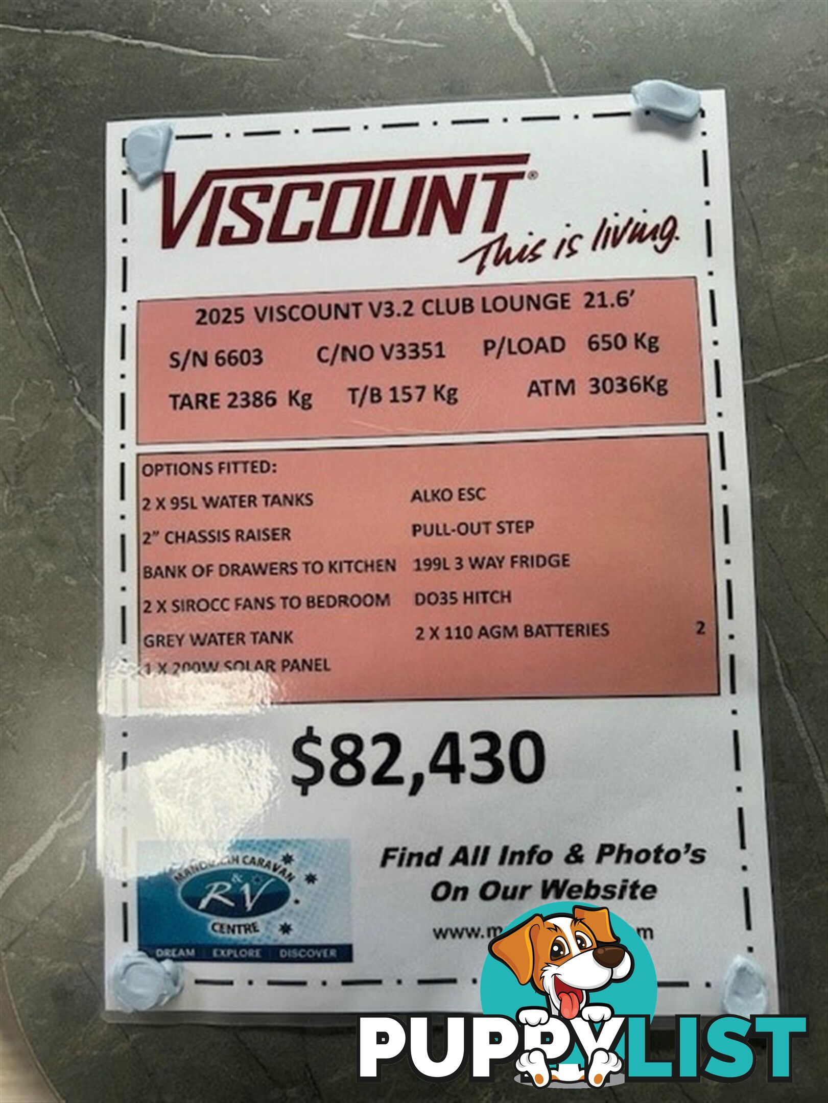 2025 VISCOUNT V3.2 CLUB LOUNGE CARAVAN