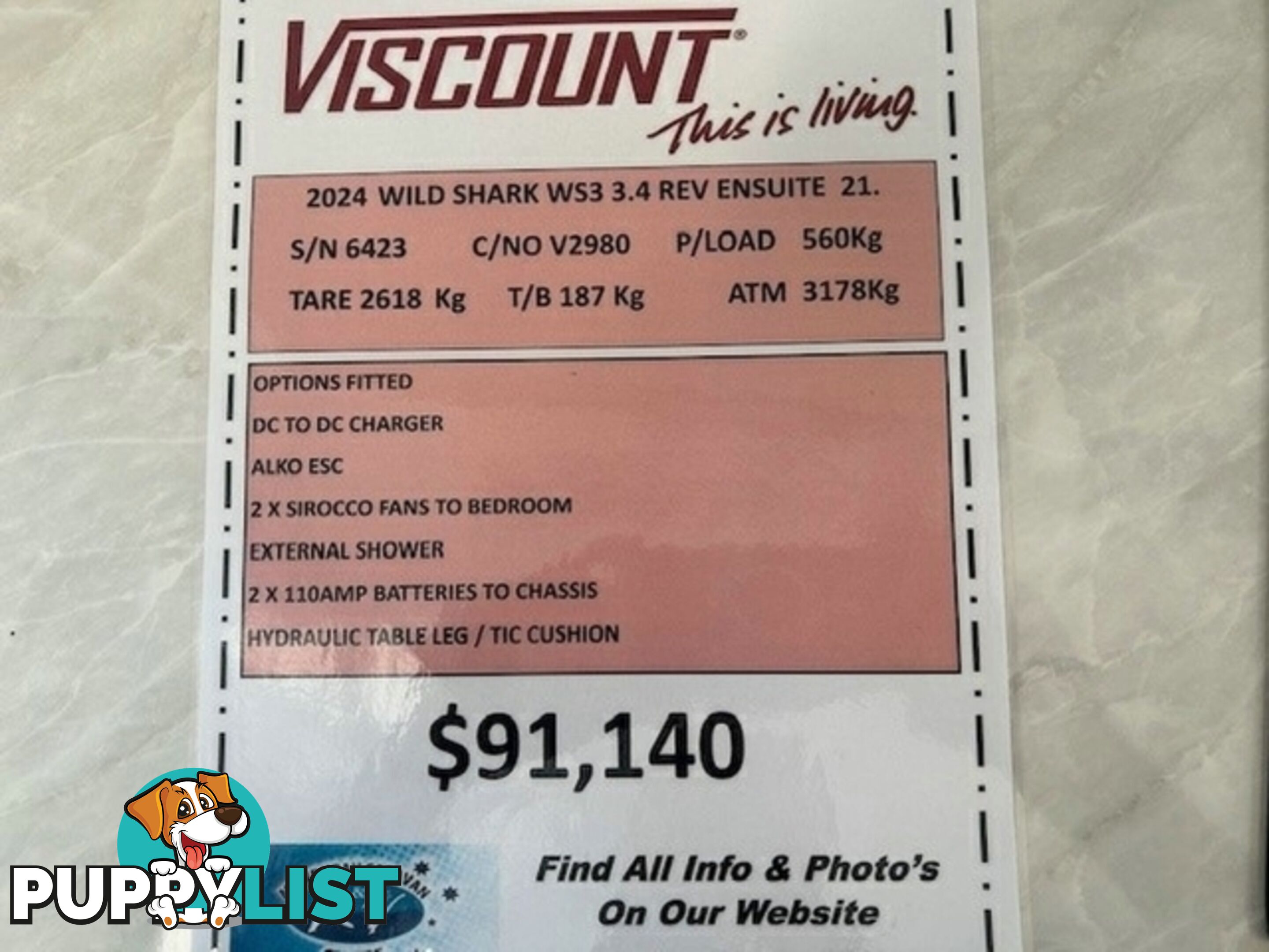 2024 VISCOUNT WILD SHARK V3.4 REV CLUB CARAVAN