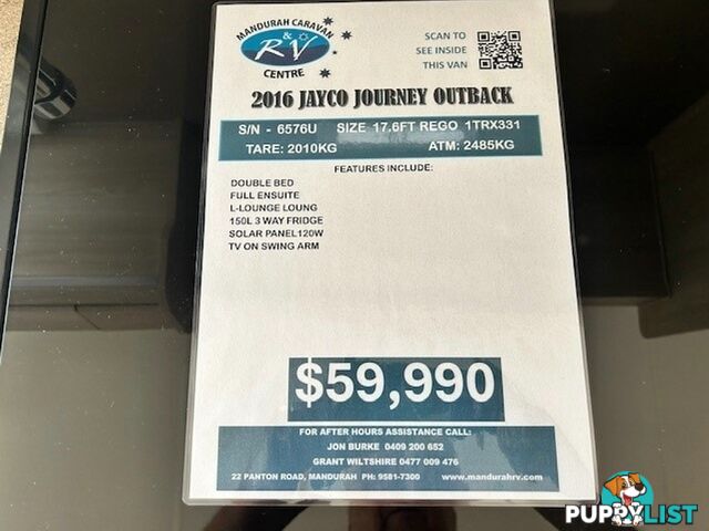 2016 JAYCO JOURNEY OUTBACK SEMI OFF ROA CARAVAN