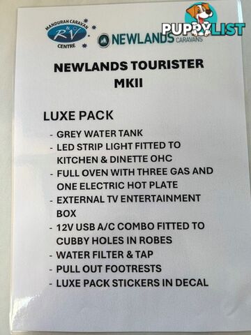 2025 NEWLANDS TOURISTER 600 LUXE PACK CAFE LOUNG CARAVAN