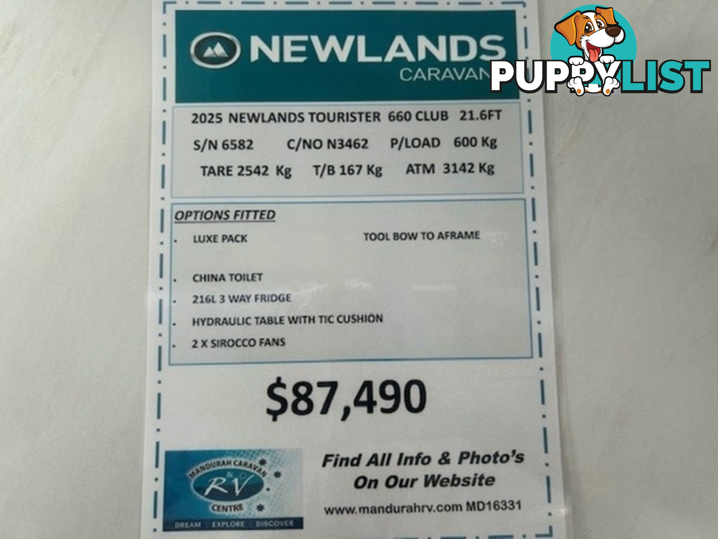 2024 NEWLANDS TOURISTER 660 CLUB LUXE PACK CARAVAN