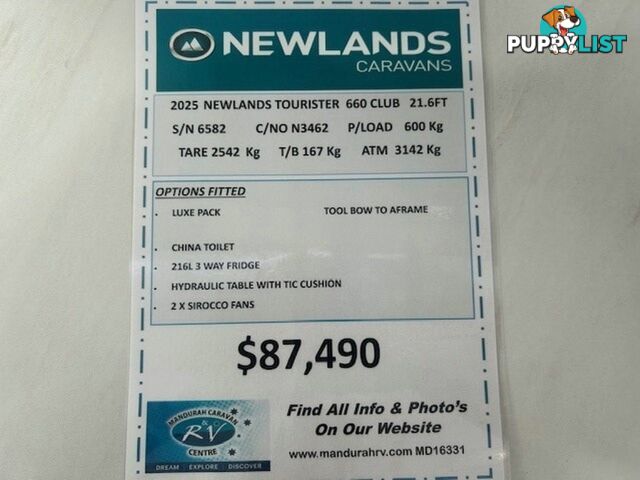 2024 NEWLANDS TOURISTER 660 CLUB LUXE PACK CARAVAN