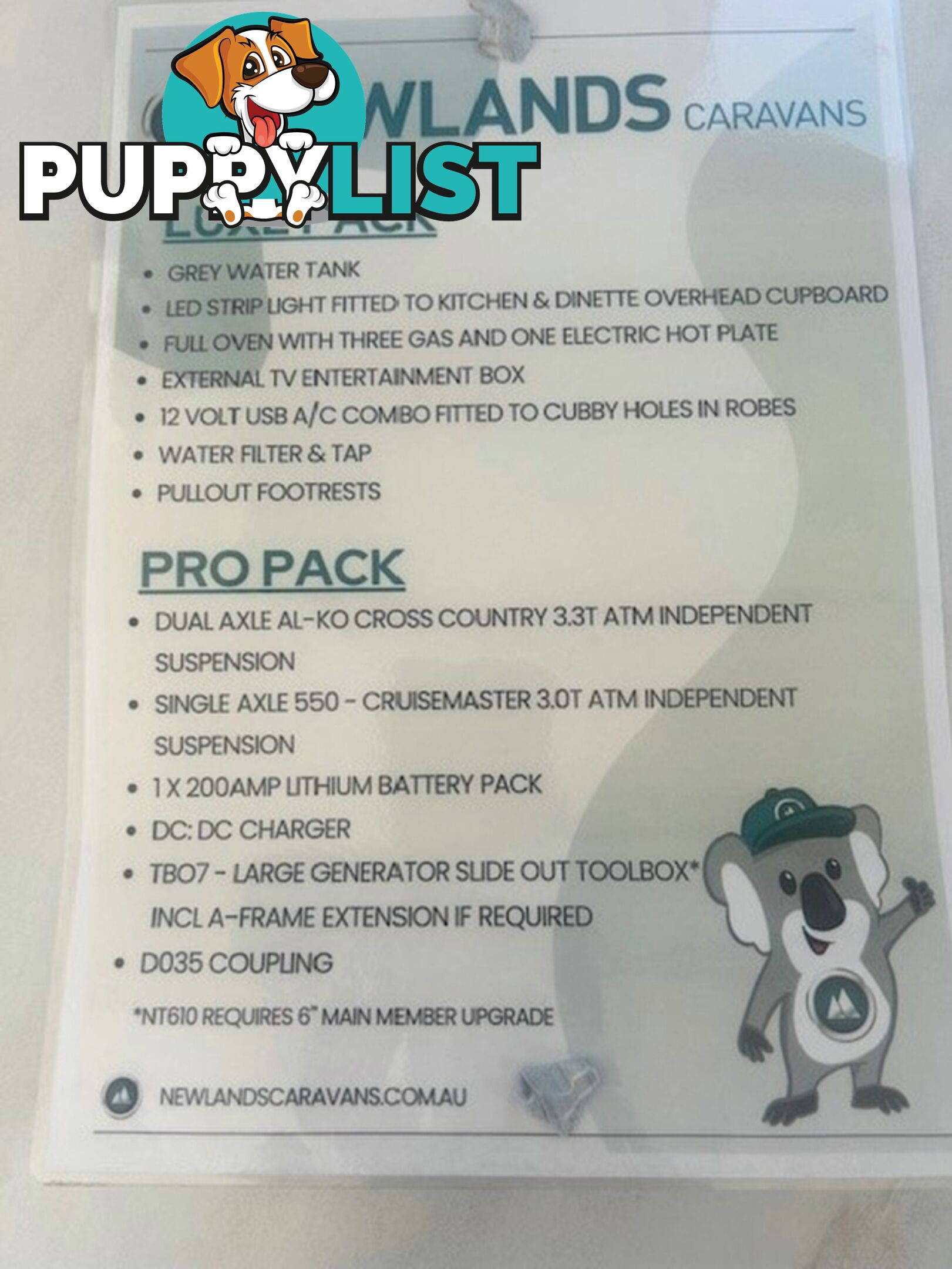 2025 NEWLANDS TOURISTER LUXE & PRO PACK 675 CARAVAN