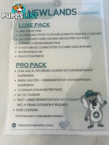 2025 NEWLANDS TOURISTER LUXE & PRO PACK 675 CARAVAN