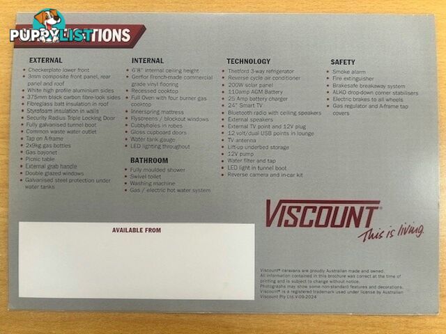 2025 VISCOUNT V1 L SHAPE LOUNGE CARAVAN