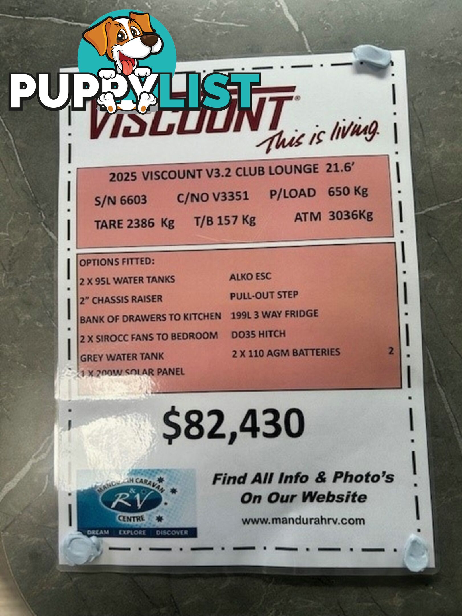 2025 VISCOUNT V3.2 CLUB LOUNGE CARAVAN