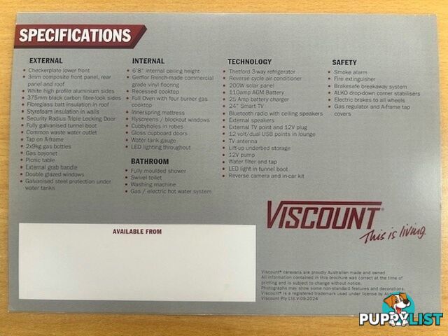 2025 VISCOUNT V3.2 CLUB LOUNGE CARAVAN
