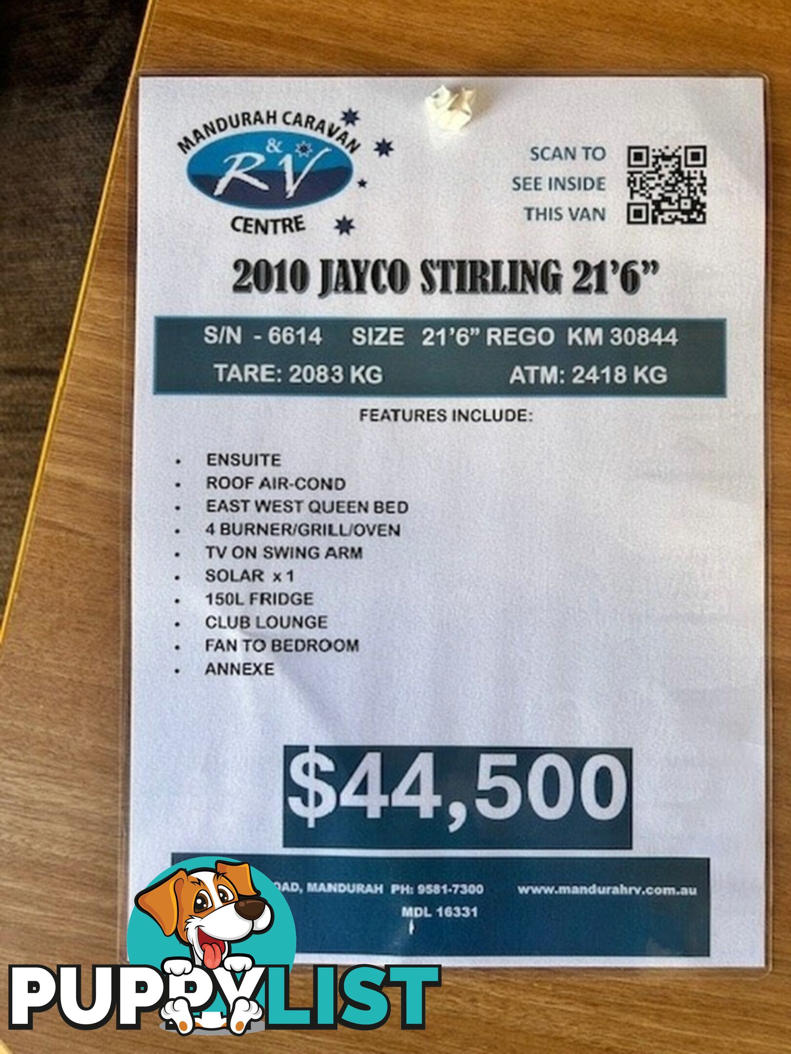 2010 JAYCO STERLING 21.65-3 CARAVAN 