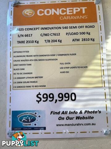 2025 CONCEPT INNOVATION OZ PACK 540S SEMI OFF ROAD CARAVAN