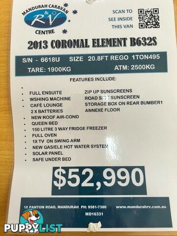 2013 COROMAL ELEMENT BS 632S CARAVAN