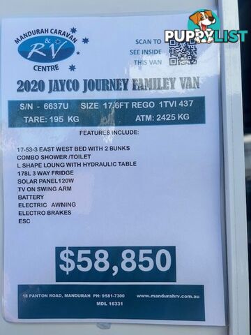 2020 JAYCO JOURNEY 1753-3 FAMILY 2 BUNK CARAVAN