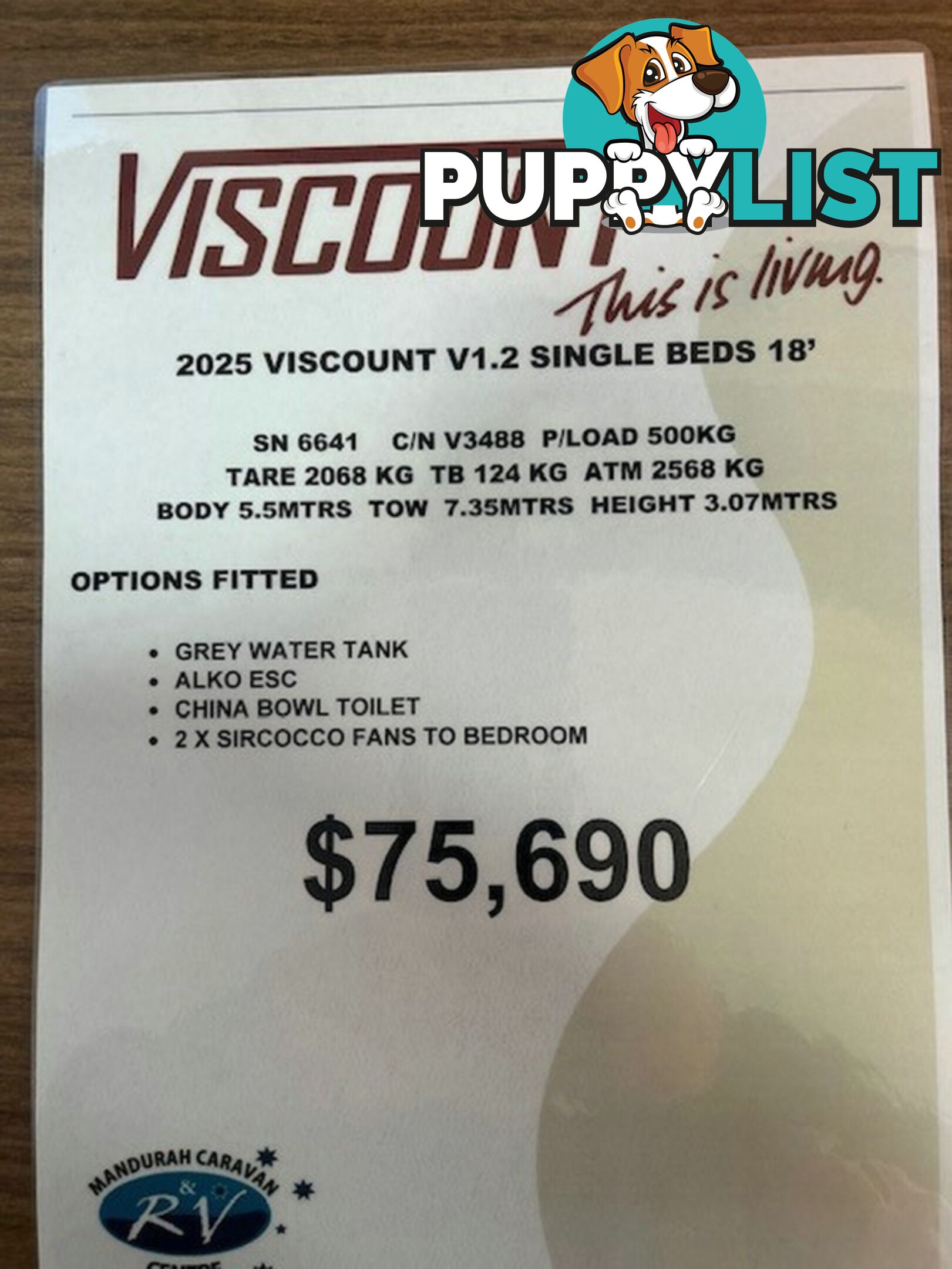 2025 VISCOUNT V1.2 L SHAPE SINGLE BEDS CARAVAN
