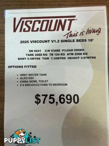 2025 VISCOUNT V1.2 L SHAPE SINGLE BEDS CARAVAN