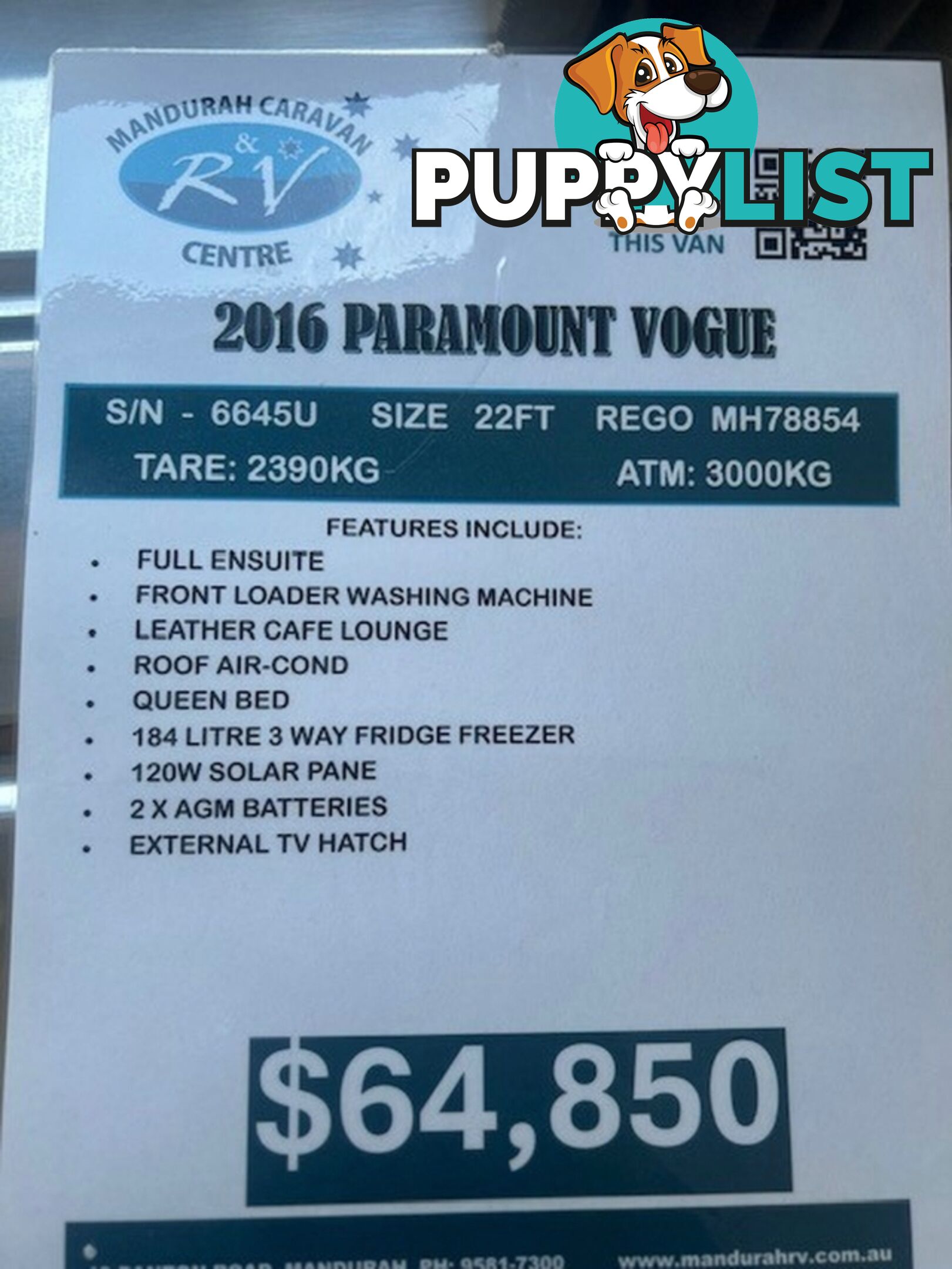 2016 PARAMOUNT VOGUE CARAVAN PLUS 