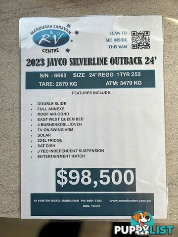 2023 JAYCO SILVERLINE DOUBLE SLIDE OUTBACK 24' SLIDE-ON CAMPER