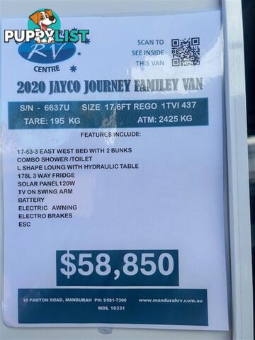 2020 JAYCO JOURNEY 1753-3 FAMILY 2 BUNK CARAVAN