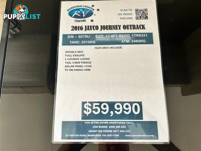 2016 JAYCO JOURNEY OUTBACK SEMI OFF ROA CARAVAN