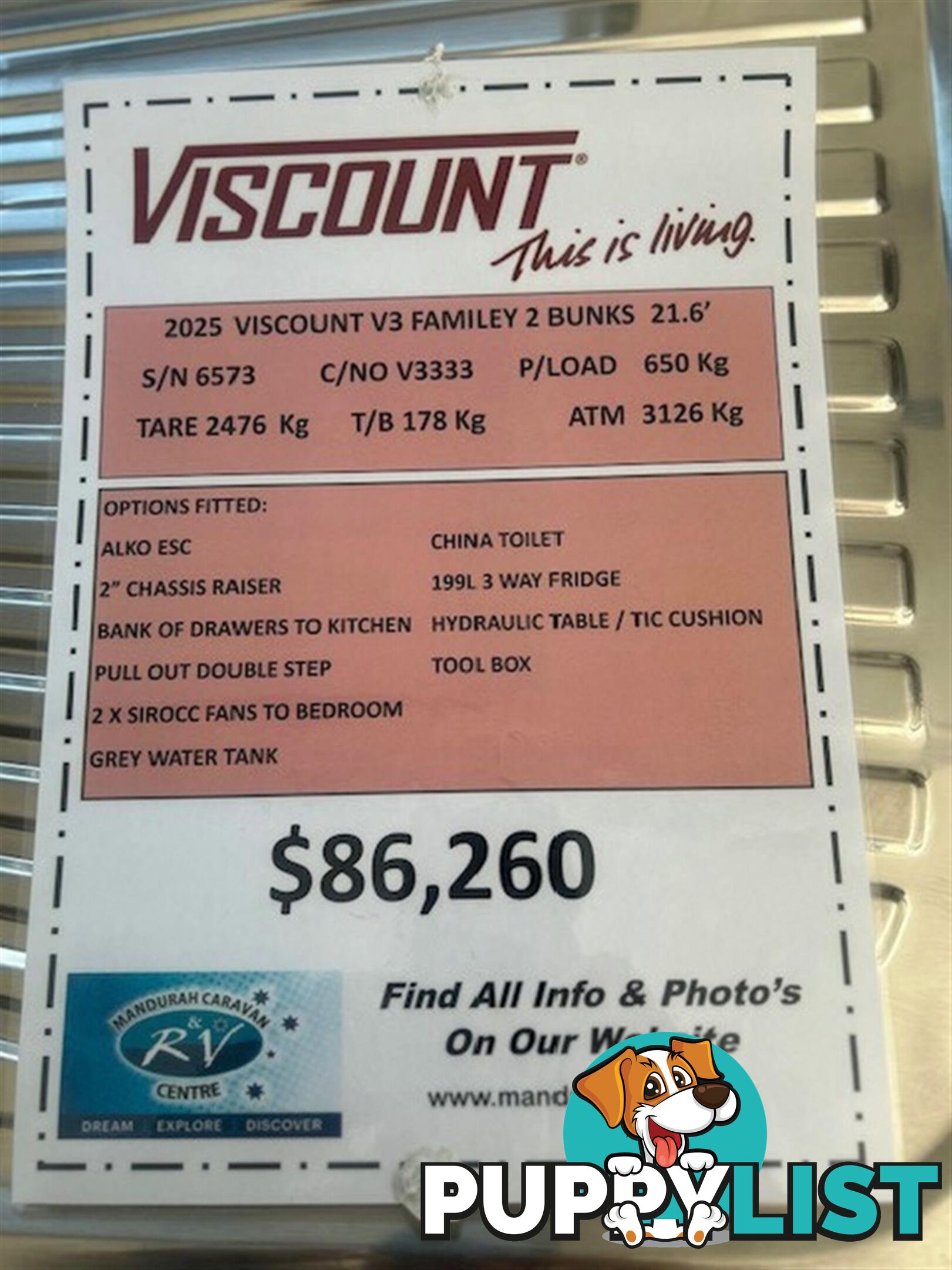 2025 VISCOUNT V3 FAMILY 2 BUNKS CARAVAN