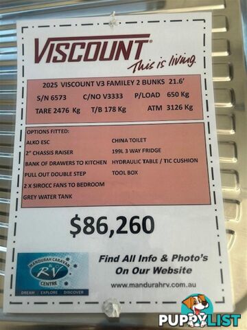 2025 VISCOUNT V3 FAMILY 2 BUNKS CARAVAN