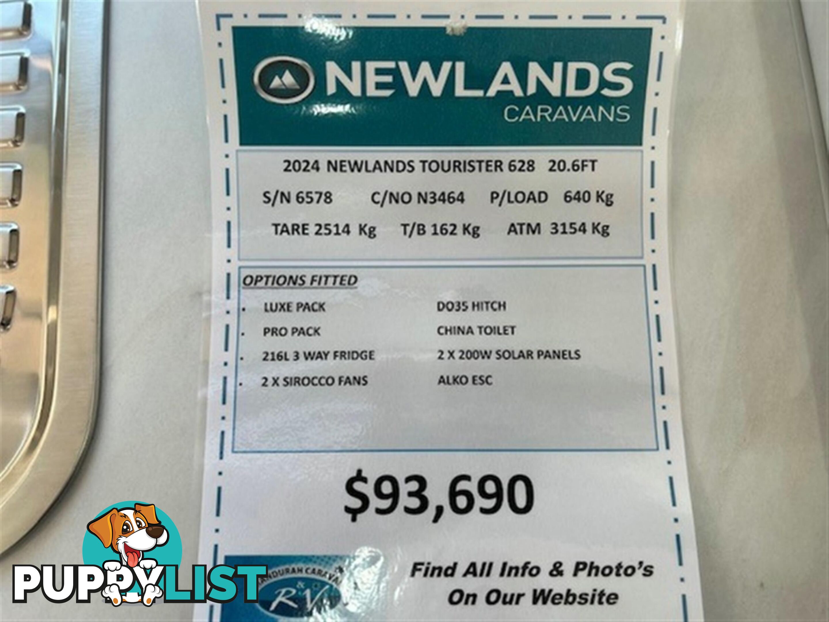 2024 NEWLANDS TOURISTER 628 LUXE PRO PACK CARAVAN